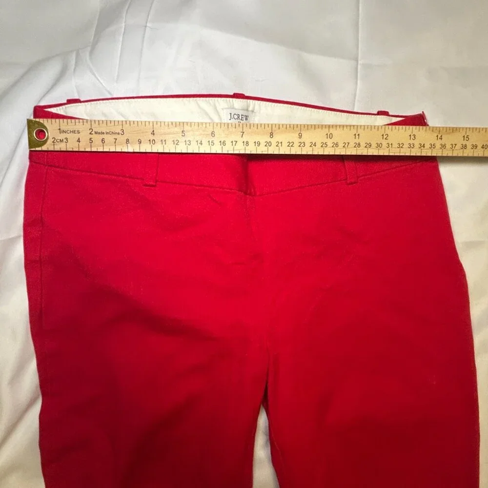 J.Crew Winnie Pants Cropped Scalloped Hem Side Zip Closure‎ Stretch Fabric Red 4